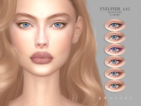 The Sims Resource - Eyeliner A43 Sims 4 Cc White Eyeliner, Cc Sims 4 Folder, Makeup Moles, Pc Sims 4 Cc, Sims Face, Sims 4 Genetics, Sims 4 Makeup Cc, Sims 4 Makeup, Makeup Cc