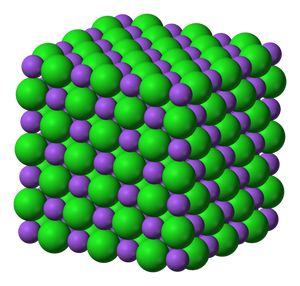 This is the three-dimensional ionic structure of sodium chloride or table salt. Sodium chloride forms cubic crystals. Ionic Compounds, Carbon Molecule, Ionic Compound, Ionic Bonding, Ap Chemistry, Covalent Bonding, Chemical Bond, Teaching Chemistry, Chemistry Lessons