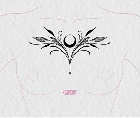 Moon Chest Tattoo, Chest Tattoo Designs Female, Chest Tattoo Female Upper, Mystical Tattoos, Throat Tattoo, Chest Tattoos For Women, Chest Piece Tattoos, Sternum Tattoo, Tattoo Design Book