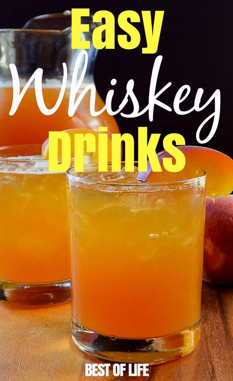 Learn how to enjoy whiskey more with some easy whiskey drinks that just about anyone can make and you may end up with a new favorite happy hour drink. Whiskey | Whiskey Drinks | Whiskey Cocktails #cocktails #cocktailrecipes #happyhour Alcoholic Drinks With Whiskey, Drinks Made With Jack Daniels Whiskey, Whiskey Sprite Drinks, Drinks To Make With Jack Daniels, Sweet Drinks With Whiskey, Mix Drinks With Whiskey, Signature Whiskey Cocktails, Old Fashion Whiskey Drink, Drinks With Cinnamon Whiskey