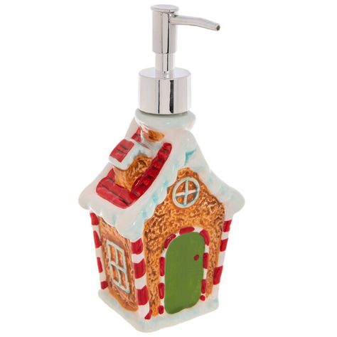 Get Gingerbread House Soap Dispenser online or find other Kitchen Accessories products from HobbyLobby.com Baking Must Haves, Christmas Decir, Wilmington Beach, Sewing Tattoos, Gift Closet, Bathroom Christmas, Holiday Soap, Holiday Bathroom, Christmas Soap