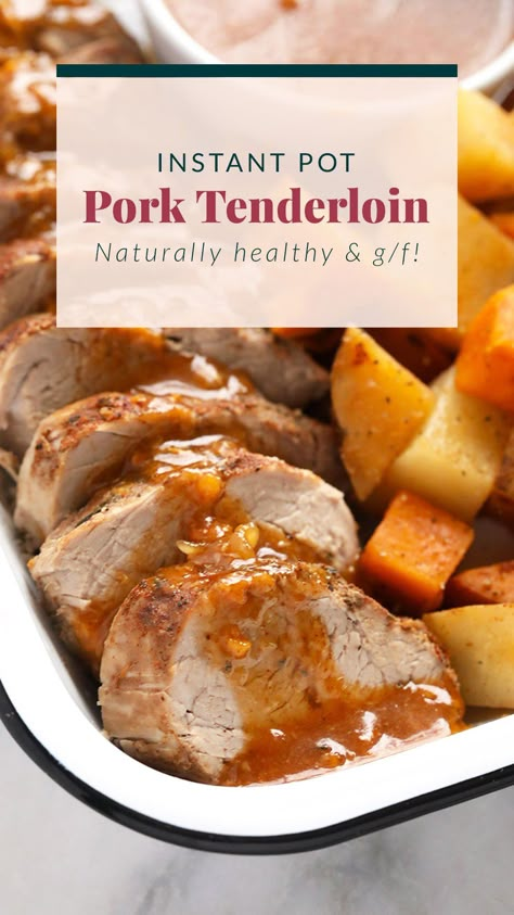 Grab an Instant Pot and toss in a pork tenderloin. This recipe is all about the amazing pork tenderloin. Pork Tenderloin Potatoes, Instant Pot Pork Tenderloin Recipe, Instant Pot Pork Tenderloin, Cleansing Recipes, Slow Roasted Pork Shoulder, Juicy Pork Tenderloin, Slow Cooker Pork Roast, Fit Foodie Finds, Instant Pot Pasta Recipe