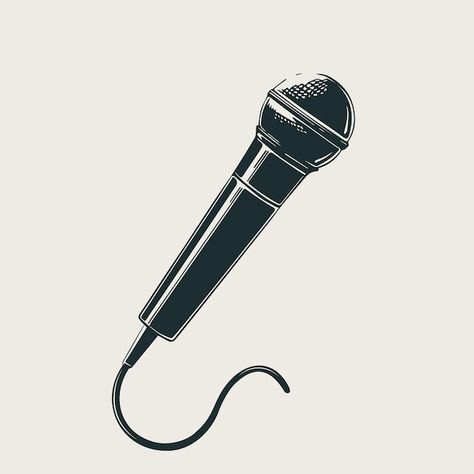 Mic Sketch, Singing Sketch, Mic Illustration, Microphone Silhouette, Mic Drawing, Singing Mic, Stage Mic, Microphone Illustration, Microphone Drawing