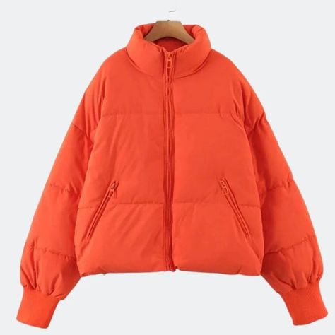 A person styling a bright orange red puffer jacket from Its Juliet for a fall outfit. Winter Outfits Christmas, Bubble Coat, Lotus Root, Puffer Jacket Women, Winter Outfits Men, Padded Coat, Cotton Coat, Oversized Jacket, Solid Clothes