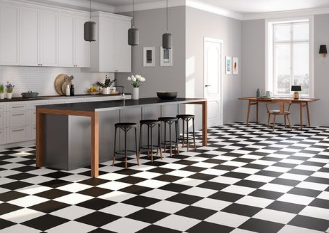 Black kitchen floor tiles