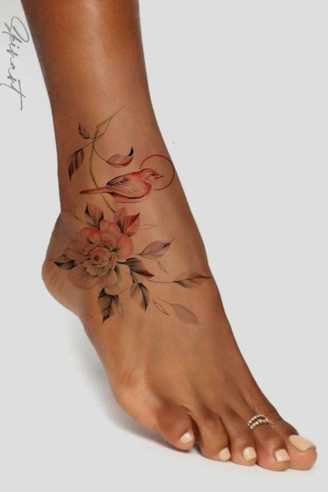 Anklet Flower Tattoos For Women, Beautiful Ankle Tattoos, Foot Wrap Tattoo, Cute Ankle Tattoos For Women Wrap Around, Feminine Ankle Tattoos For Women, Feminine Foot Tattoos, Floral Anklet Tattoos For Women, Flower Anklet Tattoos, Wrap Around Ankle Tattoo Flowers