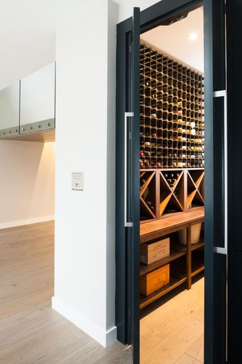 An integrated walk in larder and wine storage cupboard - Contemporary - Wine Cellar - Kent - by Edmondson Interiors | Houzz Walk In Larder, Wine Cupboard, Contemporary Wine Cellar, Storage Cupboard, Living Kitchen, American Walnut, Cupboard Storage, Wine Fridge, Stone House