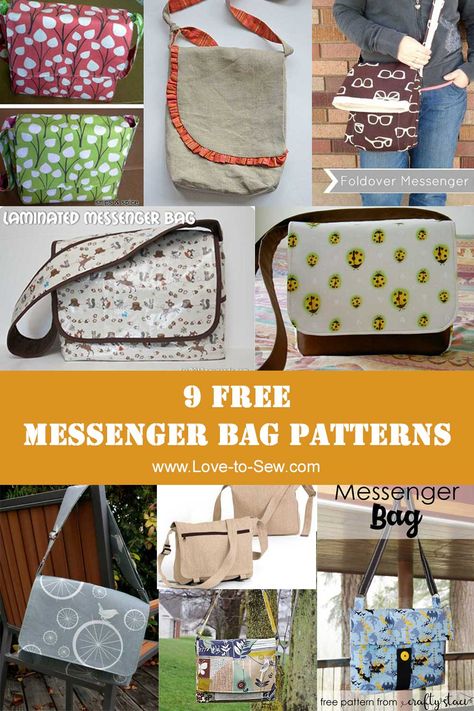 Free Bag Patterns To Sew, Messenger Bag Sewing, Free Bag Patterns, Messenger Bag Patterns, Diy Handbags, Diy Messenger Bag, Knitting Bag Pattern, Bag Sewing Patterns, Tote Bag Tutorial