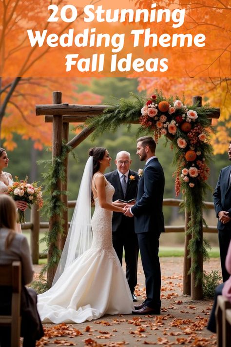 Did you know that choosing a wedding theme fall can transform your big day into a magical affair? Discover breathtaking ideas that embrace the crisp air, vibrant colors, and cozy vibes of autumn. From rustic charm to elegant sophistication, our guide is packed with tips and stunning photos to inspire your perfect fall wedding. Embrace the season and make your wedding unforgettable! Wedding Color Schemes For Fall, Simple Rustic Fall Wedding, Fall Rustic Wedding Colors, November Wedding Inspiration, Rustic Fall Wedding Color Schemes, September Wedding Decorations, Fall Wedding Arrangements, Fall Wedding Ideas On A Budget, Fall Wedding Sunflowers