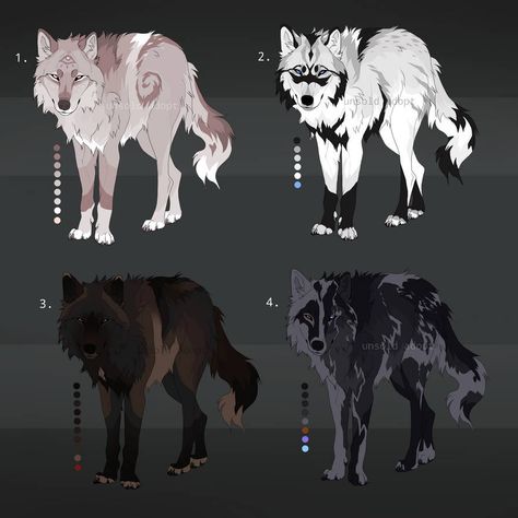 Dire Wolves Art, Wolf Pattern Design, Wolf Oc Drawing, Wolf Oc Art Character Design, Wolf Hybrid Art, Wolf Color Palette, Wolf Adoptables, Wolf Adopts, Wolf Reference Sheet