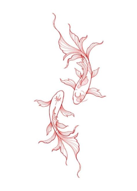 Quote With Design Tattoo, Female Side Stomach Tattoo, Aesthetic Koi Fish Tattoo, Koi Fish Tattoo Aesthetic, Red Ink Koi Fish Tattoo, Drawing Of Koi Fish, Tattoo Ideas Female Koi Fish, Back Koi Tattoo, Koi Fish Red Tattoo