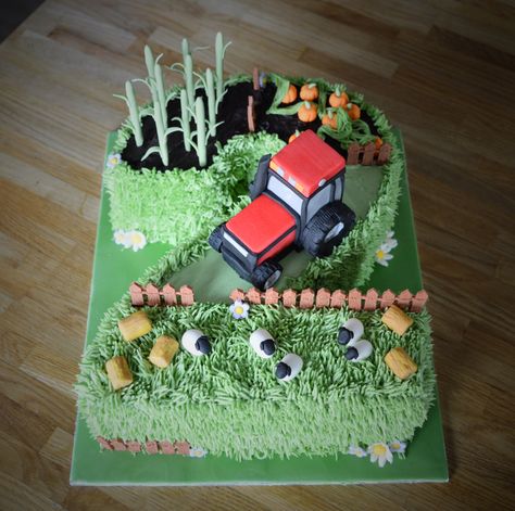 Tractor Farm Cake, Red Tractor Birthday Cake, Easy Farm Cake, Tractor Cakes For Boys, Easy Tractor Cake, Tractor Birthday Cake, Farm Birthday Cake, Firefighter Birthday Cakes, Tractor Birthday Cakes