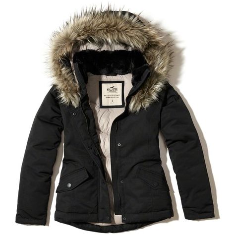 Hollister Ultimate Down Anorak Jacket (180 AUD) ❤ liked on Polyvore featuring outerwear, jackets, black, anorak coat, hollister co jackets, zip jacket, zipper collar jacket and hooded jacket Hollister Jacket, Drawstring Jacket, Fur Collar Jacket, Fur Hood Jacket, Hollister Jackets, Jackets Black, Black Winter Coat, Trim Jacket, Collar Jacket