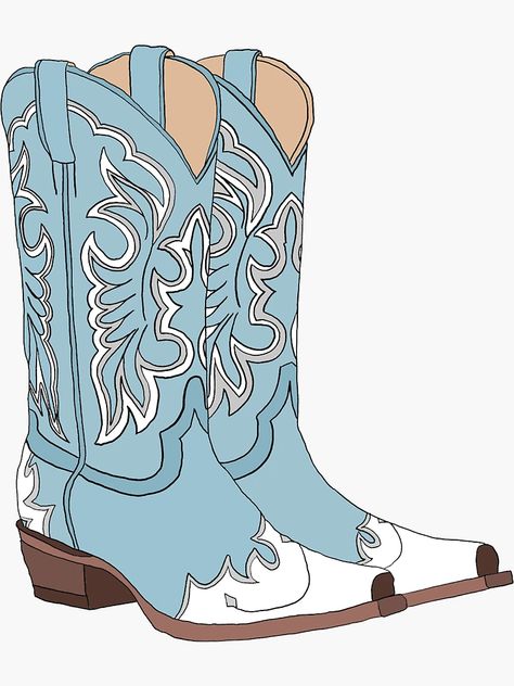 "Cowboy boots" Sticker for Sale by emilys1277 | Redbubble Cowboy Boots Sticker, Cowboy Boot Drawing, Boot Drawing, Cowboy Boots Drawing, Country Background, Country Backgrounds, Cute N Country, Cowboy Boot, Bullet Journal Inspiration