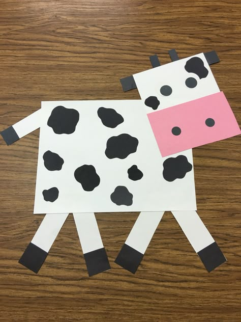 Cow Art And Craft Preschool, Farm Animal Shapes, Cow Themed Crafts, Farm Theme Arts And Crafts, Cow Crafts For Preschoolers, Cow Art For Toddlers, Preschool Farm Crafts Art Projects, Cow Art And Craft, Cow Art For Kids