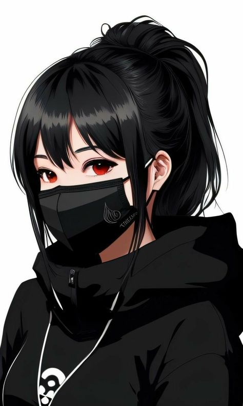 Black Mask, Black Hair, Mask, Anime, Hair, Black