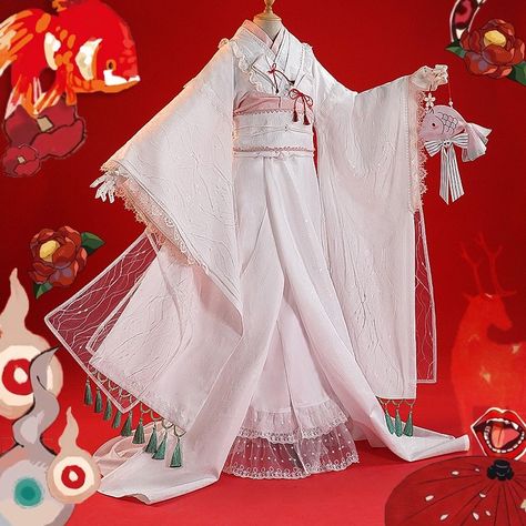 Japanese Goddess Outfit, Japanese Royal Kimono, White Kimono Traditional, Pretty Kimonos, Nene Yashiro, Dress And Accessories, Chinese Outfit, Japanese Traditional Clothing, Goddess Outfit