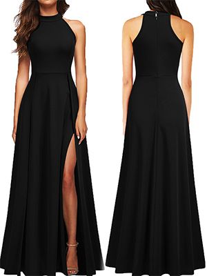 $59.99 This stretchy polyester-spandex halter neck bodycon maxi dress features a high waist, sleeveless design, and a stylish split, perfect for any formal or special occasion. Versatile for all seasons, it’s ideal for summer events or layered with a coat for cooler weather. Formal Dresses Halter Neck, Prom Long Dresses, Farewell Dress, Halter Dress Formal, Halter Top Dress, Dress Cocktail Party, Bride Sister, Bodycon Maxi Dress, Frock For Women