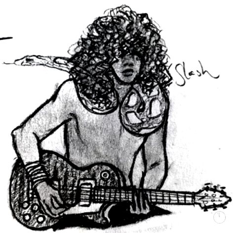 Slash Drawing, Rockstar Drawing, Slash Gnr, Rock N Roll Art, Strange Music, Animation Art Sketches, Roses Drawing, Fire Art, Fade To Black