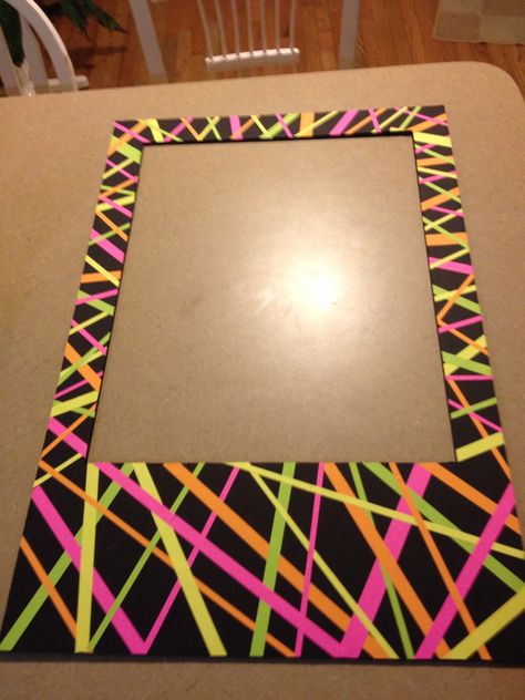 Neon Polaroid frame for photo booth Neon Photo Booth Ideas, Neon Party Day Time, Neon Photobooth Ideas, 80s Photo Booth Props, Paint Party Photo Booth, Neon Nights Homecoming, Black Light Photo Booth, Neon Color Party Ideas, Glow In The Dark Photo Backdrop