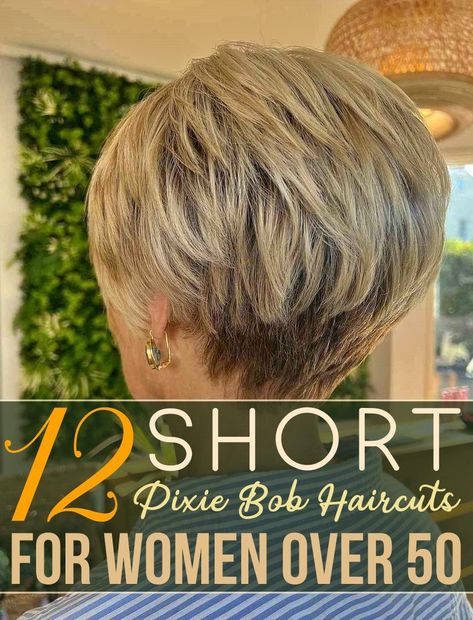 Pixie Bob Haircut Short Undercut, Short Sassy Hairstyles For Fine Hair, Short Bob Haircuts For Round Face, Short Bob Hairstyle Women, Short Haircuts For Women Over 50, Short Hair Pixie Bob, Short Pixie Bob Haircuts, Short Stacked Haircuts, Short Stacked Hair