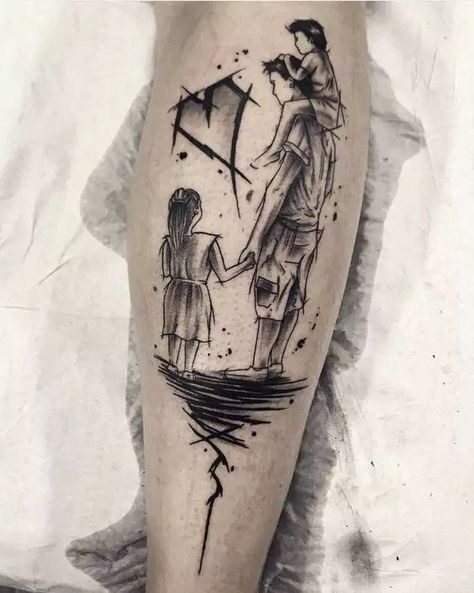 Dad Daughter Tattoo, Forest Forearm Tattoo, Harry Tattoos, Father Daughter Tattoos, Sketch Style Tattoos, Father Tattoos, Family Tattoo Designs, Men Tattoos Arm Sleeve