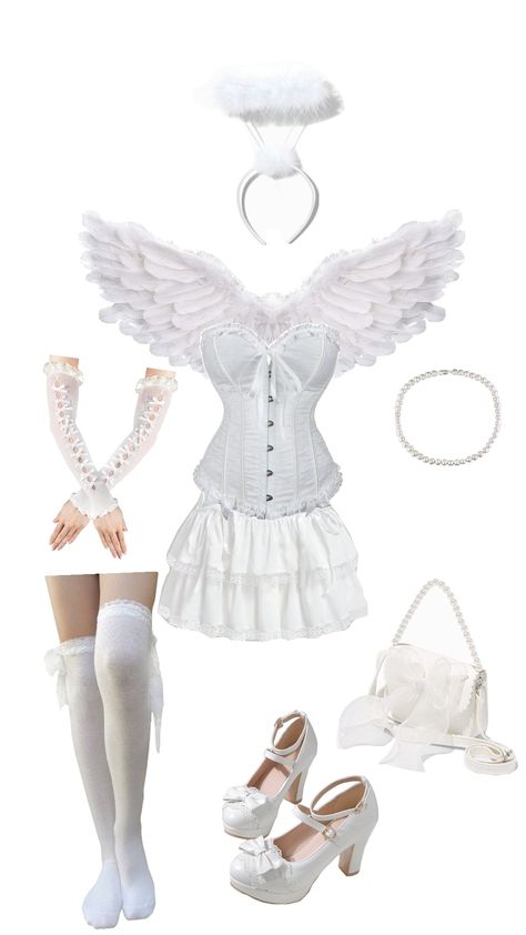 #angelcore #angel #costume #costumeidea Angel Costume Plus Size, Angel Costume Aesthetic, White Angel Costume, Angel Costume Halloween, Angel Costumes, Angel Halloween Costume, Angel Halloween Costumes, Angel Outfit, Angel Costume