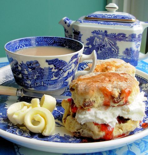 Old Willow Cream Tea | Home-made fruit scones with fresh but… | Flickr English Tea Time, Fruit Scones, Cuppa Tea, Afternoon Tea Parties, Cream Tea, Tea Sandwiches, English Food, Fresh Cream, A Cup Of Tea