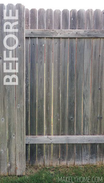 Updating Old Wood Fence, Fence Staining Ideas, Stained Wooden Fence, Paint Old Fence, Redo Old Wooden Fence, Stained Fences Ideas Backyards, Fence Colors Stained, Wood Fence Makeover, Paint Wooden Fence