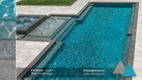 French Grey - PebbleSheen Pool Finishes Pebble Tech Pool, Pebble Tech, Pool Plaster, Oasis Pool, Pebble Color, Stone Pool, Pool Finishes, Pool Colors, Gunite Pool