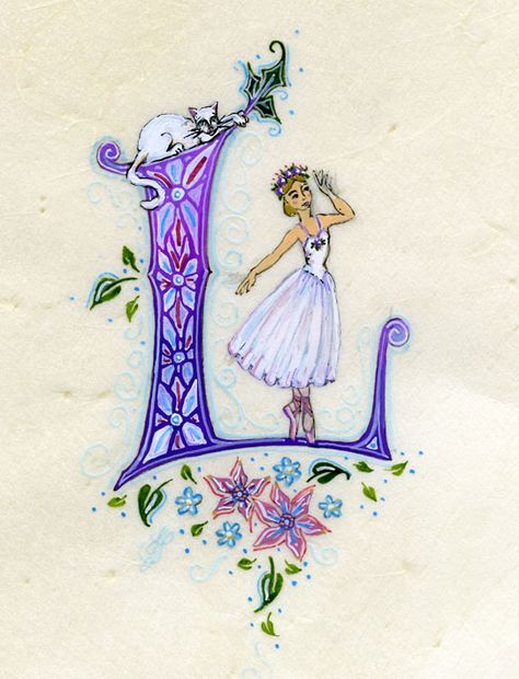 CalligraFée-Jane Sullivan - Calligraphy, Illumination, Fairy Art, Celtic Harp Calligraphy Illuminated Letters, Illumination Art Illuminated Letters, Modern Illuminated Letters, Pascal Moguerou, Illuminated Letters Medieval, Illuminated Letter I, Painted Initials, Celtic Harp, Initial Art