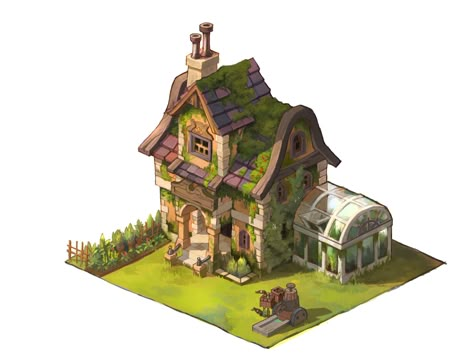 Fantasy House Concept, Cropped Png, Bangunan Minecraft, Minecraft Medieval, Medieval Houses, Building Concept, Isometric Art, Fantasy House, Witch House