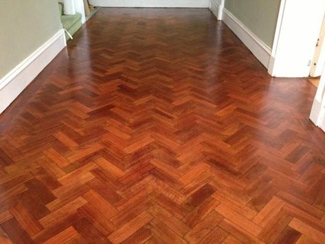 Almost everyone chooses to retain the natural colour of the parquet. Application of matt lacquer products helps to provide the floor with a natural looking finish, as if the floor had been traditionally waxed. Image source by The Floor Restoration Company. #loverenovate #renovation #renovating #toptips #interiorlover #renovate #renovatedhome #renovationlife  #flooring #flooringinspiration #parquetflooring Teak Parquet Floor, Parquet Flooring Restoration, Parquetry Floor, Teak Floor, Herringbone Flooring, Oak Parquet Flooring, Floor Restoration, Wasaga Beach, Parquet Floor