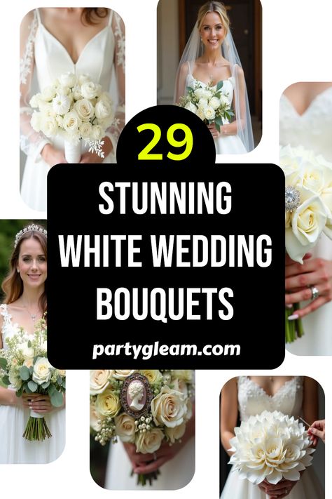 Planning your dream wedding? Check out these 29 stunning white wedding bouquets that every bride-to-be should consider! From elegant free-form arrangements to sentimental bouquets featuring family heirlooms, each design offers its unique touch to your special day. Whether you prefer a classic monochromatic look, a relaxed just-picked style, or an original bouquet bursting with charm, you'll find inspiration to fit your wedding vision. Discover these beautiful white bouquets to make your wedding day unforgettable! Bride Bouquets White Elegant, Astilbe Bouquet, All White Bridal Bouquet, White Orchid Bouquet, Bride Bouquets White, Magnolia Bouquet, Types Of White, White Peonies Bouquet, Sweet Smelling Flowers