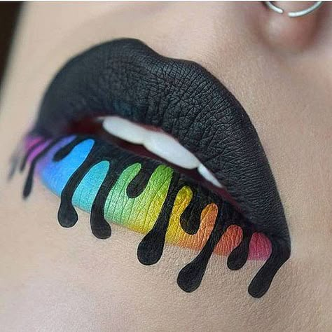 Mat Makeup, Fantasy Make-up, Halloweenský Makeup, Make Up Designs, Lip Art Makeup, Pride Makeup, Lipstick Art, Smink Inspiration, Makijaż Smokey Eye