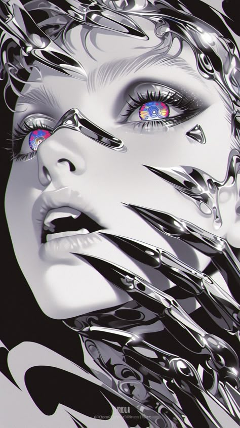 Echo Aesthetic, Hologram Art, Chrome Art, Transparent Art, Chrome Design, Futurism Art, Cybercore Aesthetic, 2160x3840 Wallpaper, Take A Screenshot