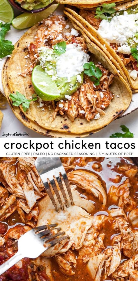 Chicken Tostada Recipes Crockpot, Easy Crockpot Chicken Recipes Mexican, Pulled Chicken Tacos Crock Pot Recipes, Keto Crockpot Chicken Tacos, Chicken For Tacos Shredded, Chicken Taco Topping Ideas, Crock Pot Tacos Chicken, Crock Pot Chicken Taco Recipes Easy, Easy Taco Chicken Crockpot