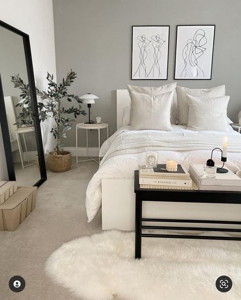 White Room Decor, Bedroom Redo, Classy Bedroom, Makeover Bedroom, Bedroom Decor Inspiration, Dekorasi Kamar Tidur, Modern Bedroom Decor, Redecorate Bedroom, Apartment Decor Inspiration