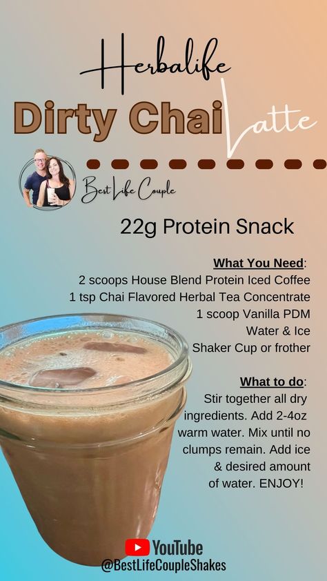 Chi Latte Recipe, Herbalife Iced Coffee Recipes, Herbalife Coffee Recipes, Herbalife Coffee, Hot Chai Tea, Dirty Chai Latte, Herbal Tea Concentrate, Herbalife Protein, Iced Chai Tea Latte