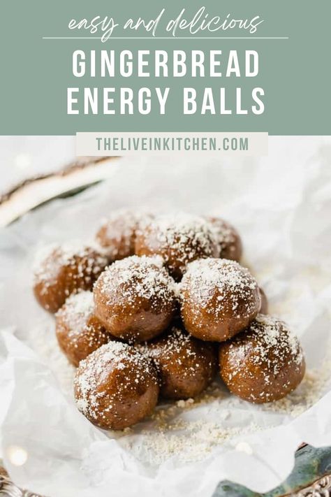 Healthy Christmas Protein Balls, Healthy Christmas Energy Balls, Snickerdoodle Energy Balls, Gingerbread Energy Balls, Prune Energy Balls, Holiday Protein Balls, Gingerbread Protein Balls, High Protein Christmas Treats, Christmas Protein Balls