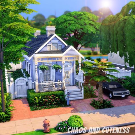 This tiny shotgun was built to represent the world of Willow Creek in episode eight of my "Every World as a Tiny Home" series. It features two bedrooms, one bathroom and an open-concept kitchen/living room. Outside, find a private backyard with a brick patio and pond. Click to check out the speed build. #thesims4 #sims4 #thesims #sims4build #sims4builds #thesims4build #thesims4builds #thesims4house #sims4house #sims4tinyhouse #tinyhome #tinyhouse #shotgunhome #shotgunhouse #chaosandcuteness Shotgun House Floor Plans, Living Room Outside, Victorian Exterior, Sims Freeplay Houses, Brick Patio, Shotgun House, Private Backyard, Sims 4 House Plans, Sims 4 House Building