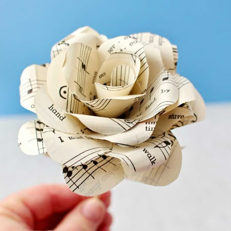 DIY Easy Book Page Roses for Mom (Upcycle Old Paper) Paper Flowers From Old Books, Roses Made Out Of Paper, How To Make Flowers Out Of Book Pages, How To Make A Paper Rose Step By Step, Diy Paper Roses Easy, News Paper Flowers, Book Page Flowers Diy, Paper Roses Diy Easy, Making Flowers With Paper