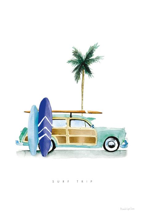 Surf Days I by Mercedes Lopez Charro - Wrapped Canvas Painting Surf Painting, Muted Blue, Large Canvas Prints, Beach Art, White Canvas, Big Canvas Art, Stretched Canvas Prints, Wrapped Canvas Art, Canvas Print Wall