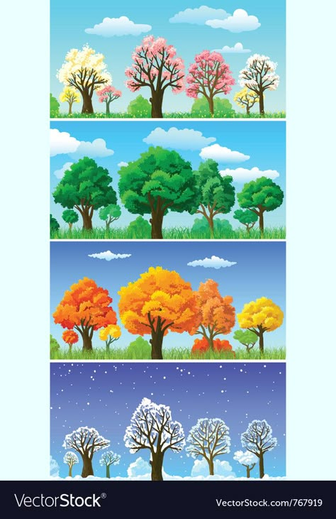 Four Seasons Wallpaper, Season Posters Preschool, Trees In Different Seasons, Verbs For Kids, Seasons Chart, Four Seasons Art, Fun Worksheets For Kids, Seasons Posters, Pink Flowers Wallpaper