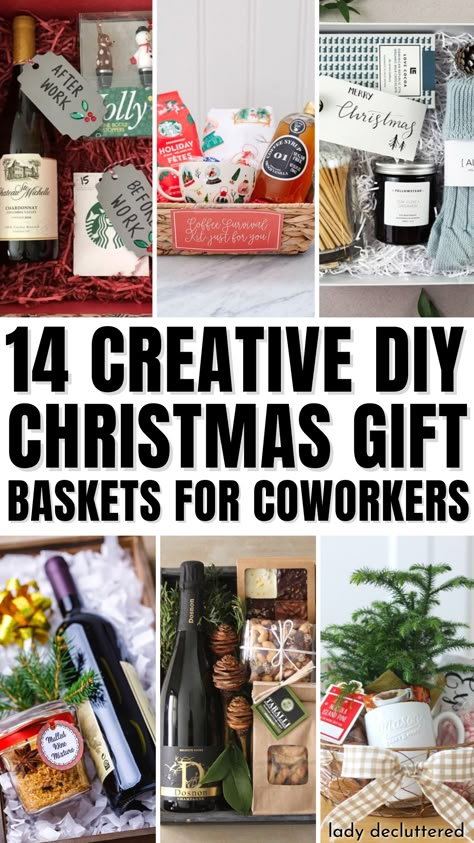 14 Creative DIY Christmas Gift Baskets for Coworkers Best Christmas Gift For Coworkers, Christmas Gift Baskets Coworker, Gift Baskets Under 20 Dollars, Ups Christmas Thank You Basket, Diy Gift Baskets For Coworkers, Work Gift Basket Ideas Christmas, Diy Christmas Gift Baskets For Coworkers, Presents For Coworkers Christmas, Gift Box Ideas For Coworkers