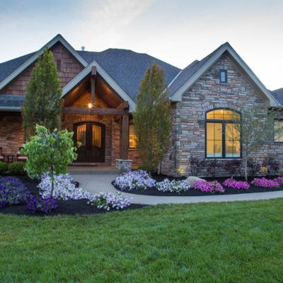 Cheyenne - Wieland Builders Single Level Brick House Exterior, Stone House Plans, Elevation Ideas, Brick Homes, Ranch House Exterior, Exterior Home Design, Rustic Exterior, Exterior Home, Craftsman Style Homes