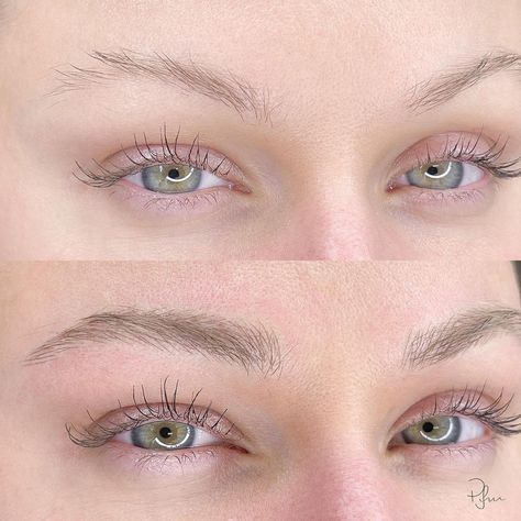 Priscila | Dermopigmentation on Instagram: “Doing Microblading with my technique provides much more natural results. That's because, I work superficially and respecting the depth that…” Tattoed Eyebrows, Blonde Microblading, Microblading Eyebrows After Care, Mircoblading Eyebrows, Eyebrow Trends, Blonde Eyebrows, Eyebrow Design, Brow Tattoo, Natural Eyelash Extensions