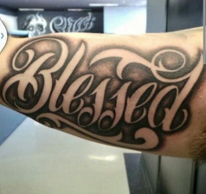 Blessed Tattoo On Chest, Blessed Tattoo Stencil, Blessed Font, Blessed Tattoo Ideas, Font Tattoo Design, Lettering Name, Calligraphy Tattoo Fonts, Blessed Tattoo, Aztec Tattoos Sleeve