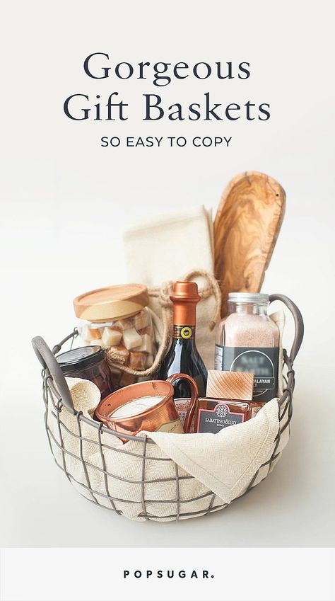 Gorgeous Gift Baskets So Easy to Copy via @stylemepretty @homegoods Diy Food Gifts, Spa Gift Basket, Diy Gift Baskets, Cadeau Diy, Spa Gifts, Basket Ideas, Holiday Diy, Gorgeous Gift, Food Gifts