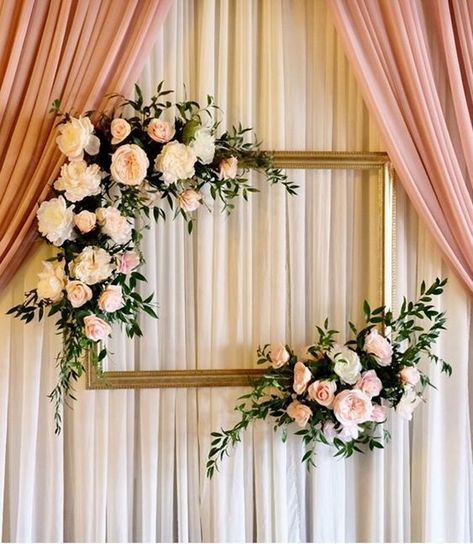 Outdoor Bridal Showers, Bridal Shower Decorations Diy, Dusty Rose Wedding, Wedding Ceremony Backdrop, Spring Weddings, Wedding Stage Decorations, Ceremony Backdrop, Flowers Spring, Wall Backdrops